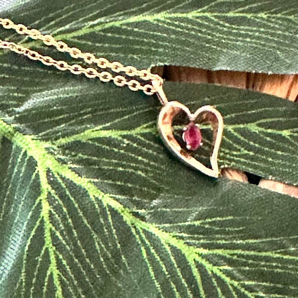 Signed Garnet Gem heart necklace